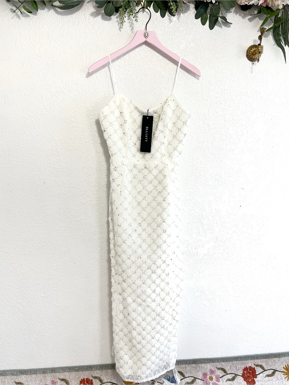 ELLIATT Lola Embellished Strapless Gown White Maxi Formal Size M NWT - Picture 6 of 14